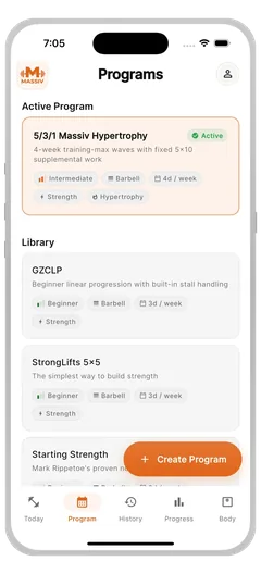 Massiv program library on the phone