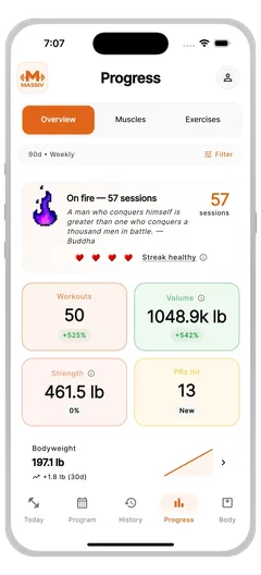 Massiv progress overview showing training trends
