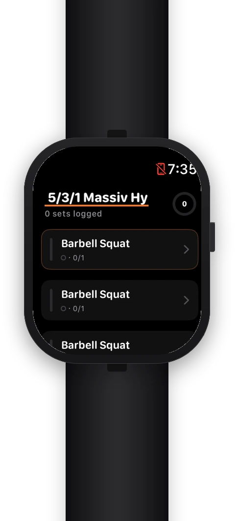 Massiv on Apple Watch — workout exercise list