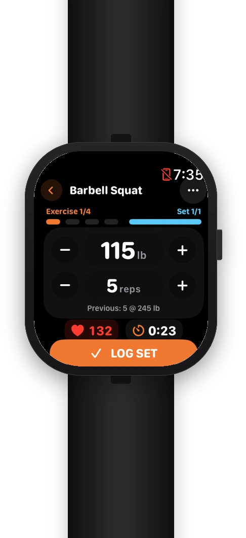 Massiv on Apple Watch — logging a set from the wrist